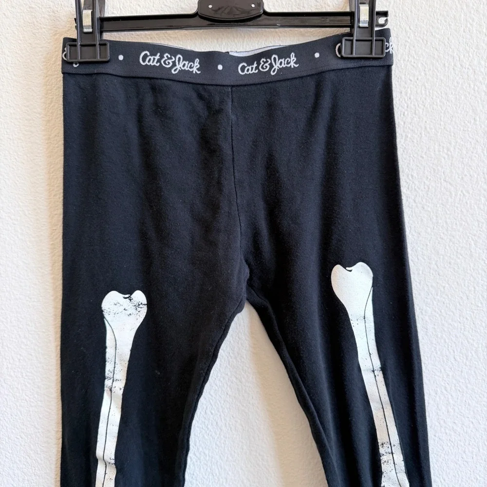 Cat & Jack Kids Skeleton Dinosaur Pizza Pajama Set Black Size 10 Halloween PJs